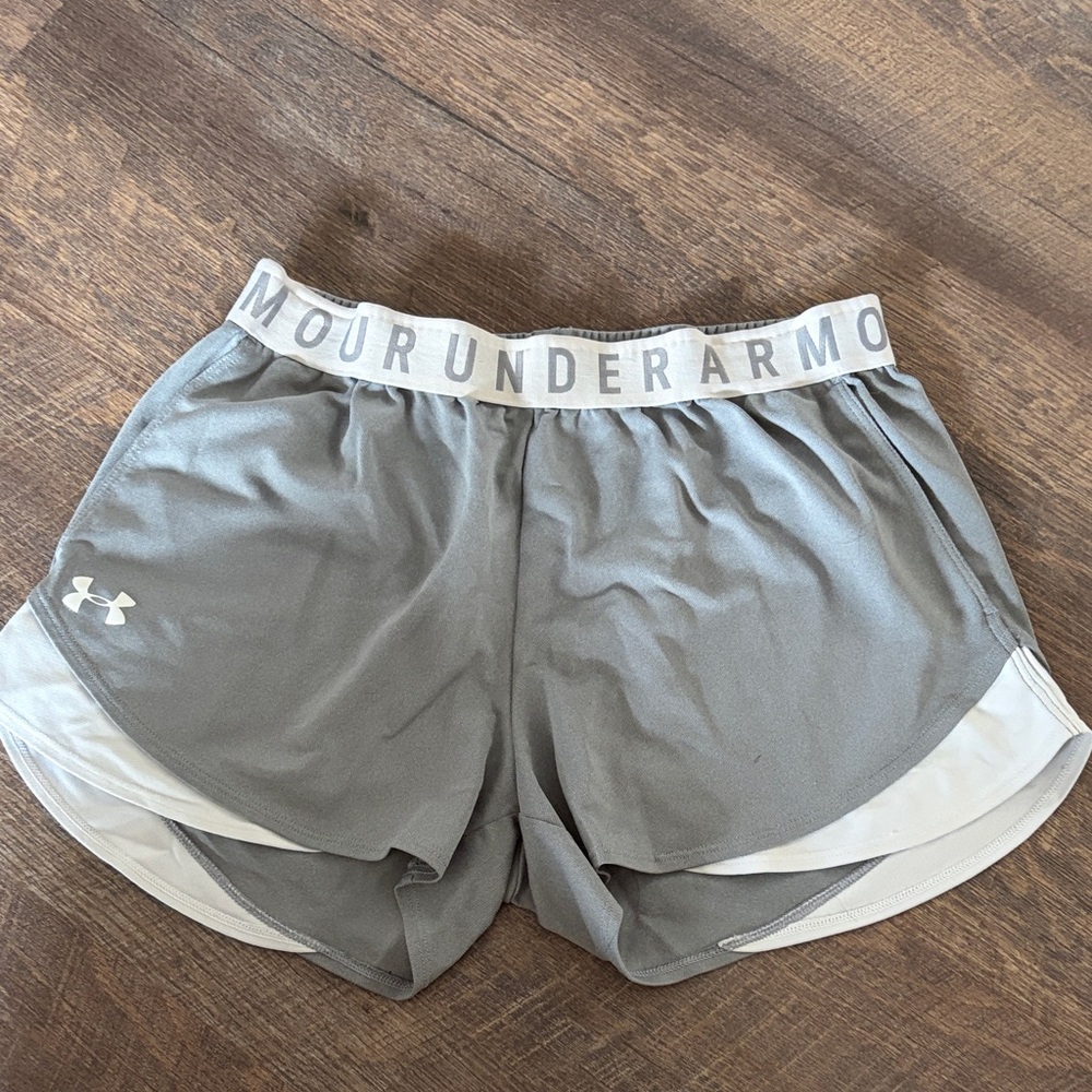 Under Armour Women's Silver and White Athletic Shorts